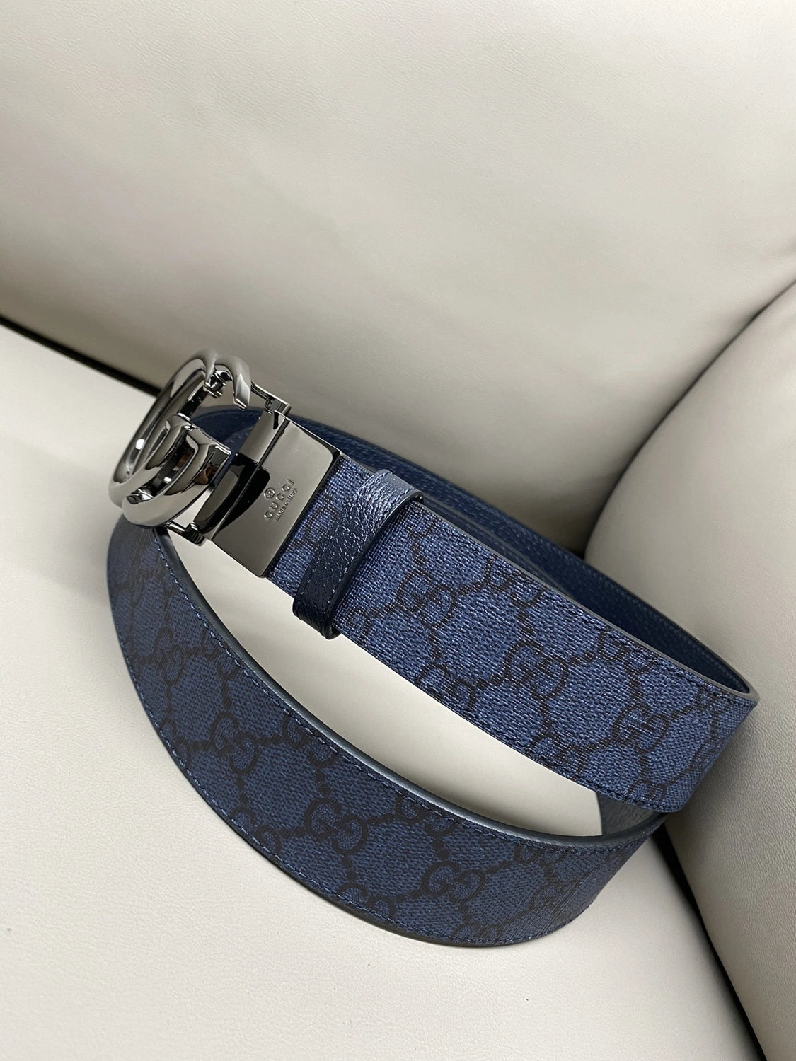 Premium Blue GG Belt with Silver Buckle - Hình 6