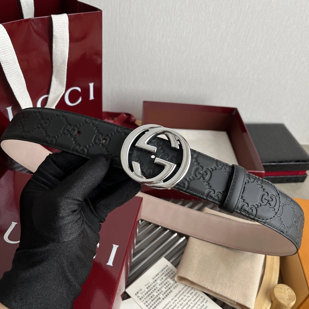 Gucci Premium Leather Belt with GG Buckle - Hình 6