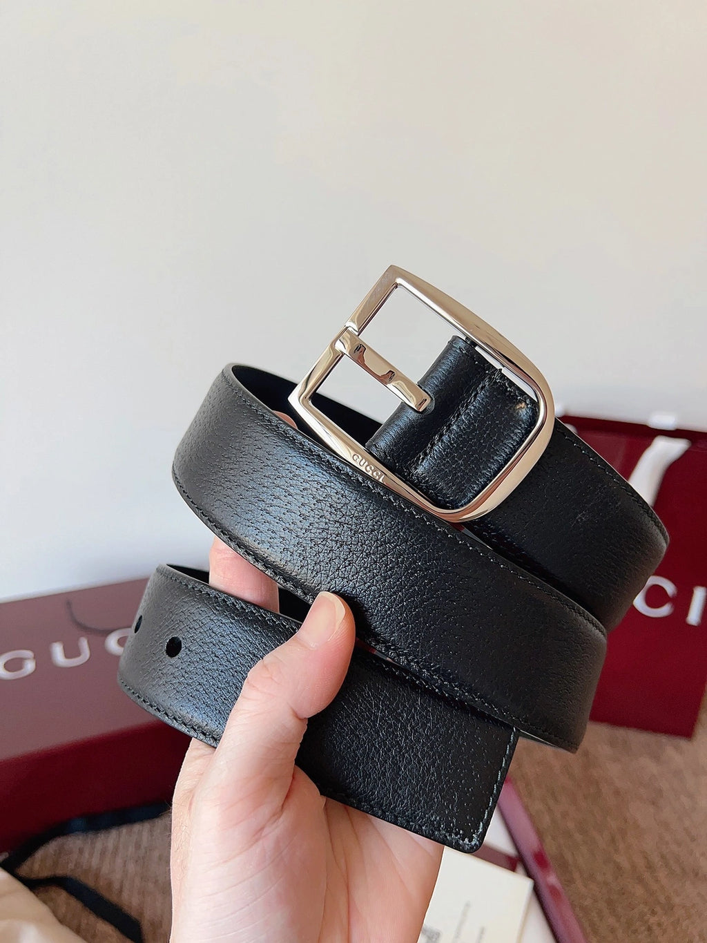 Gucci Premium Leather Belt Black - Hình 6