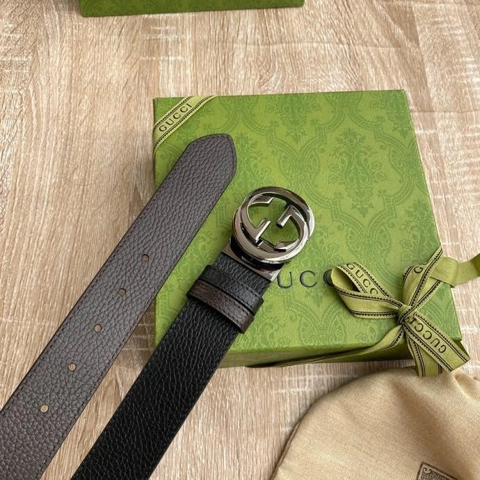 Gucci Premium Leather Belt with GG Buckle - Hình 6