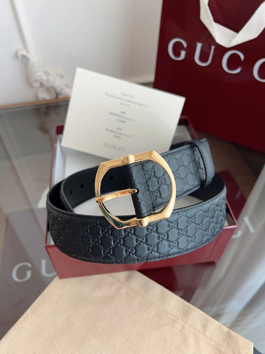 Gucci Gold Pin Buckle Belt - Hình 5