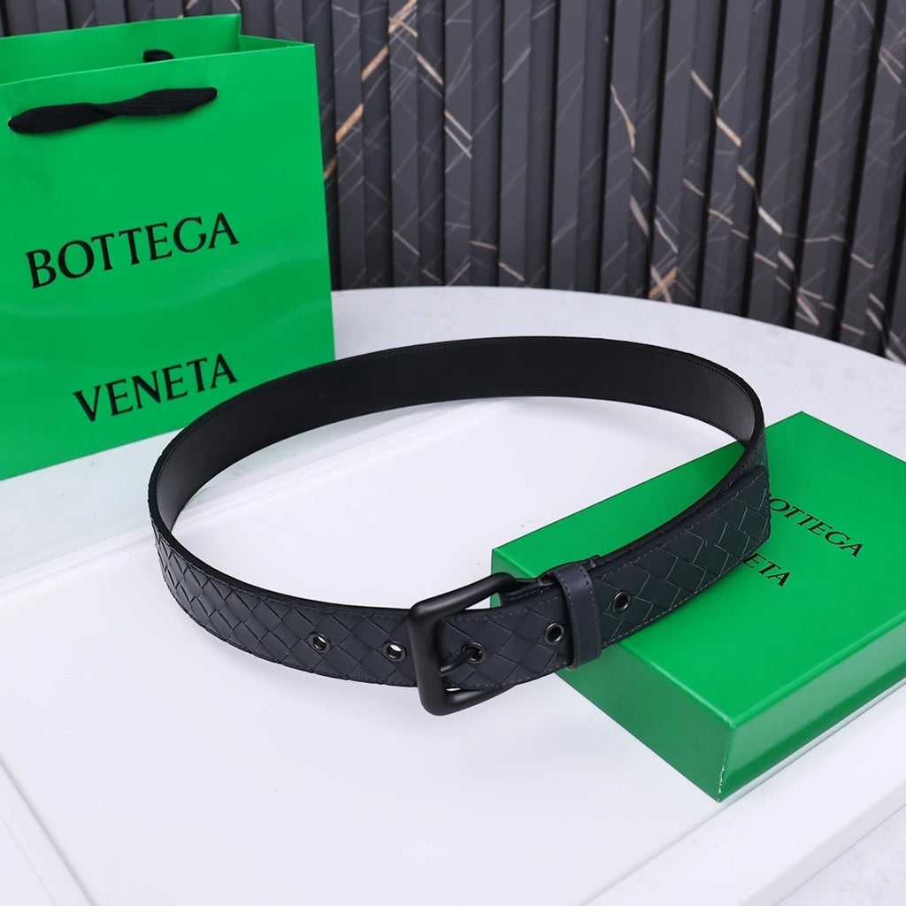Bottega Veneta Black Woven Leather Belt - Hình 6