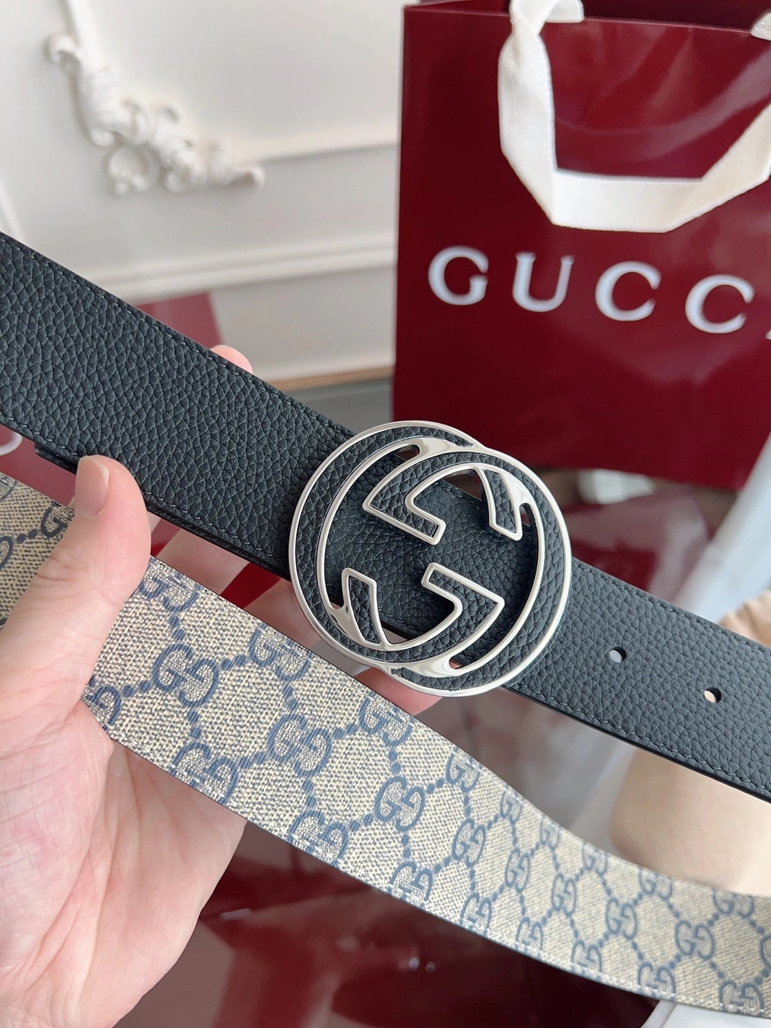 Premium Quality Gucci Belt with GG Buckle - Hình 5