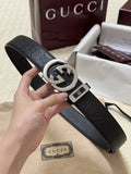 Gucci Inspired Premium Leather Belt with Interlocking Buckle