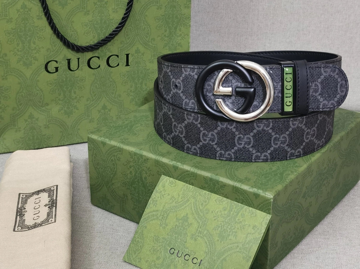 Gucci Grey Supreme GG Belt in original packaging - Hình 6