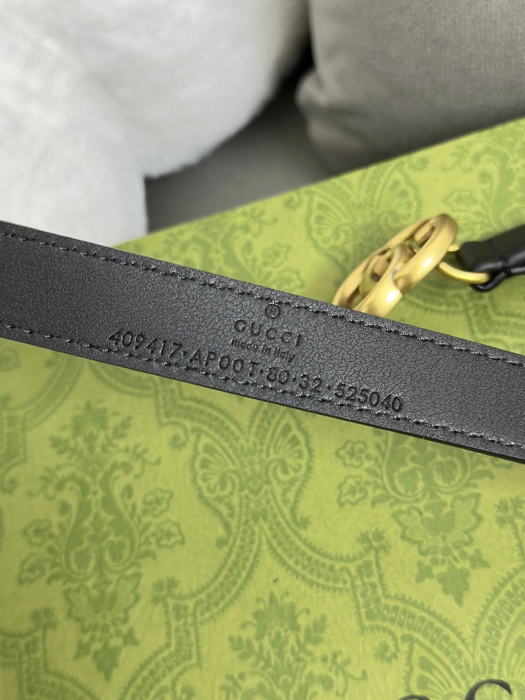 Gucci Black Leather Belt with Gold GG Buckle - Hình 6
