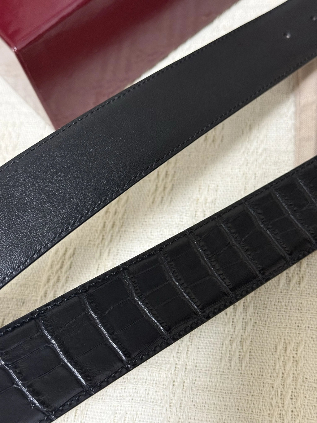 Premium black leather belt with silver Gucci inspired buckle - Hình 5