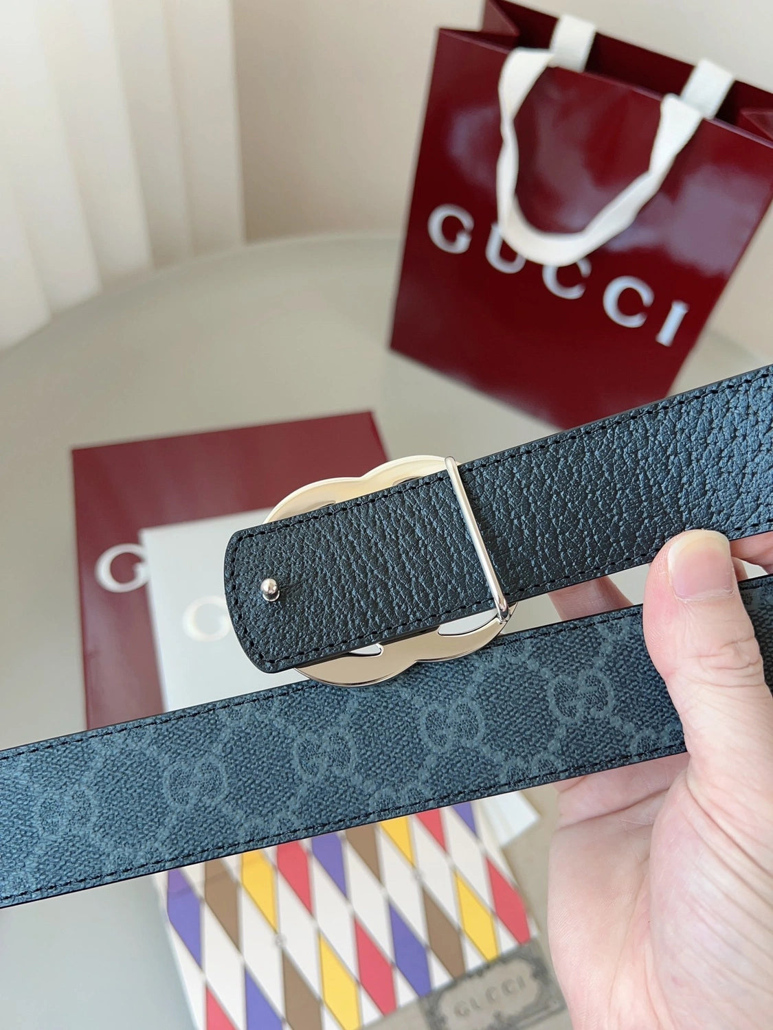 Gucci premium quality belt with GG buckle - Hình 6