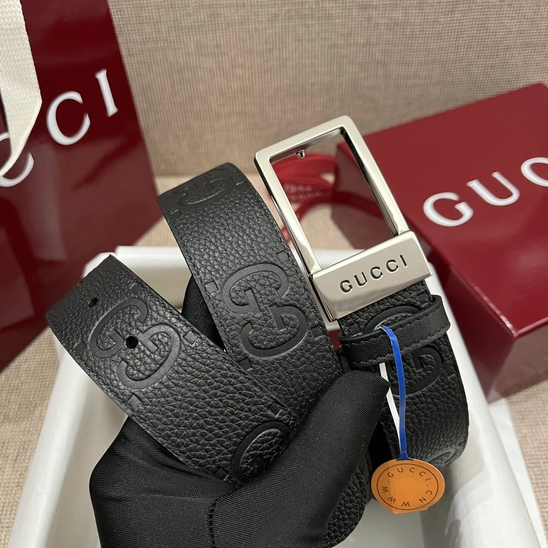 Gucci Premium Leather Belt Black - Hình 5