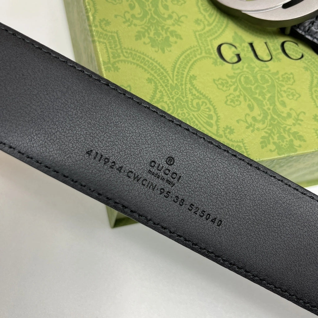 Gucci Inspired Premium Leather Belt with GG Buckle - Hình 6