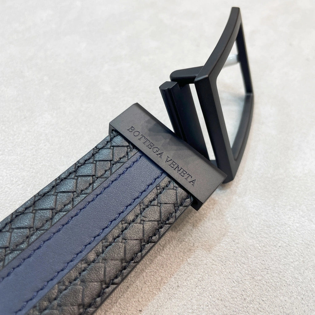 Black and Blue Premium Leather Belt Bottega Veneta Inspired - Hình 6