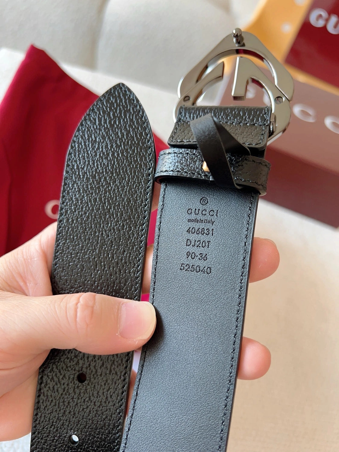 Gucci Premium Leather Belt with Iconic Logo Buckle - Hình 6