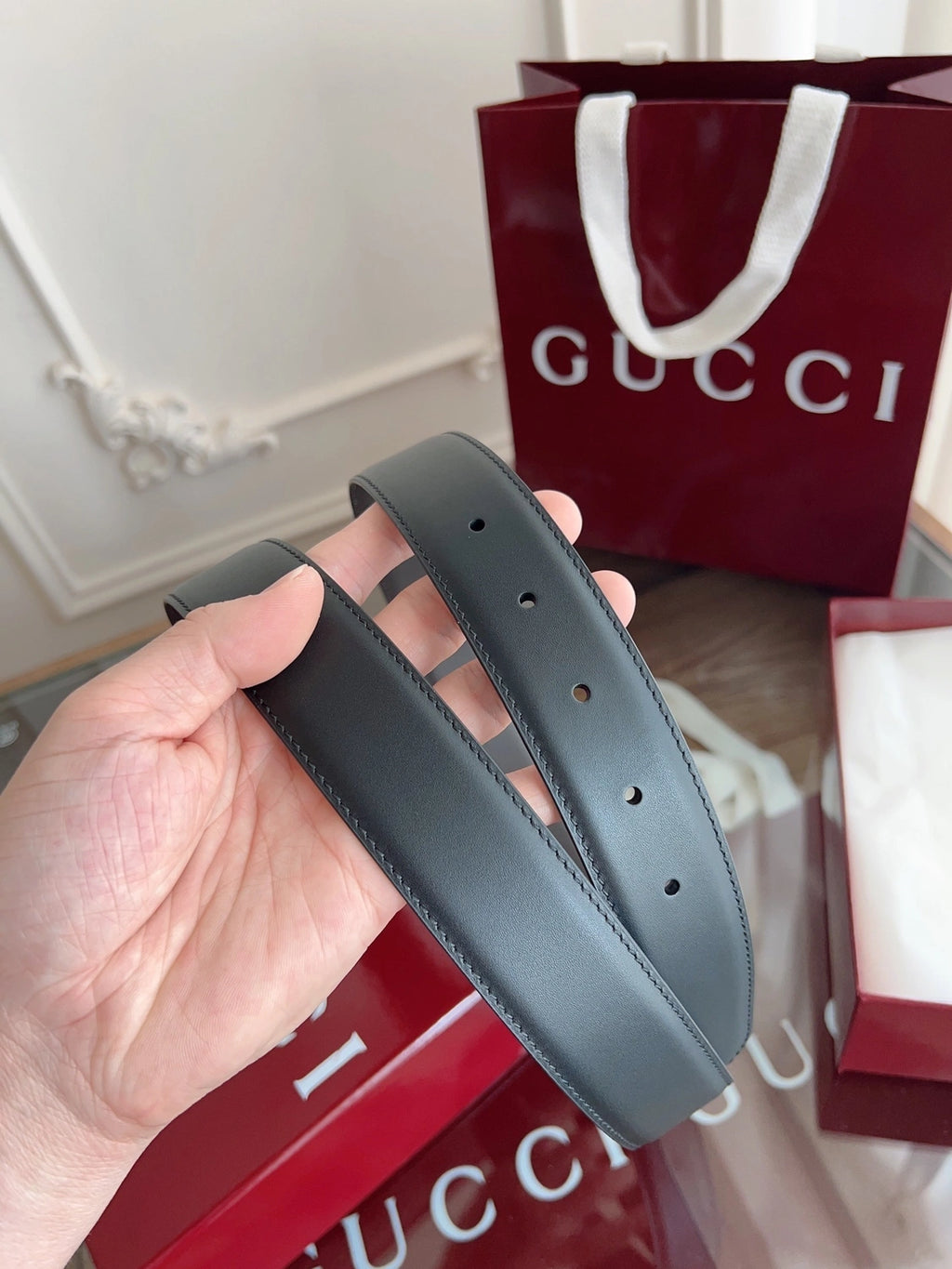 Gucci Premium Leather Belt with iconic buckle - Hình 6