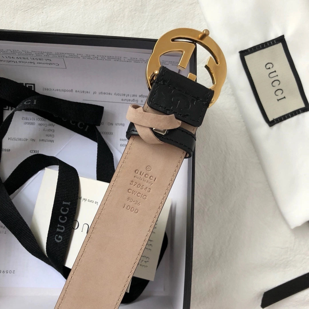 Gucci Premium Leather Belt with GG Buckle - Hình 6