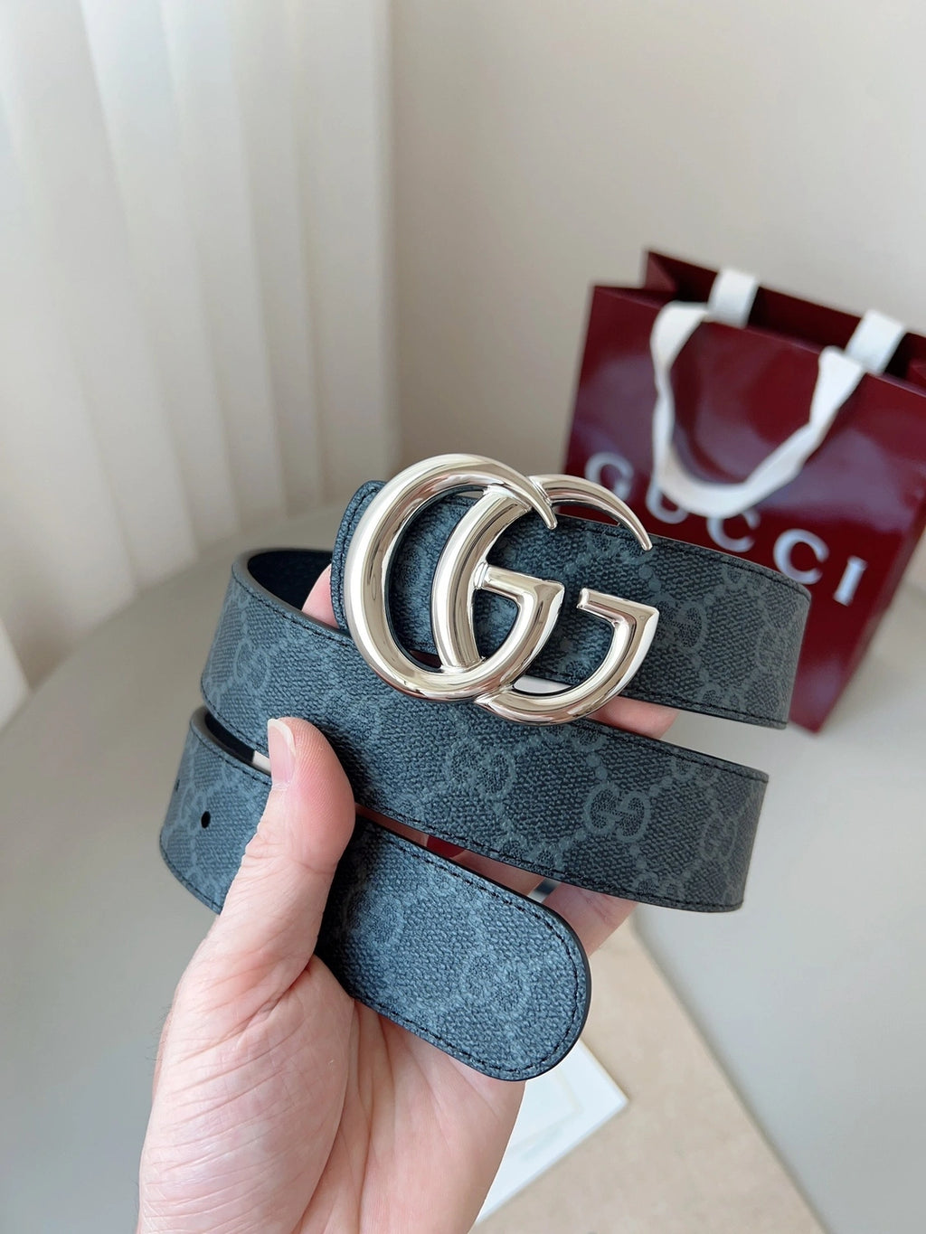 Gucci premium quality belt with GG buckle - Hình 7