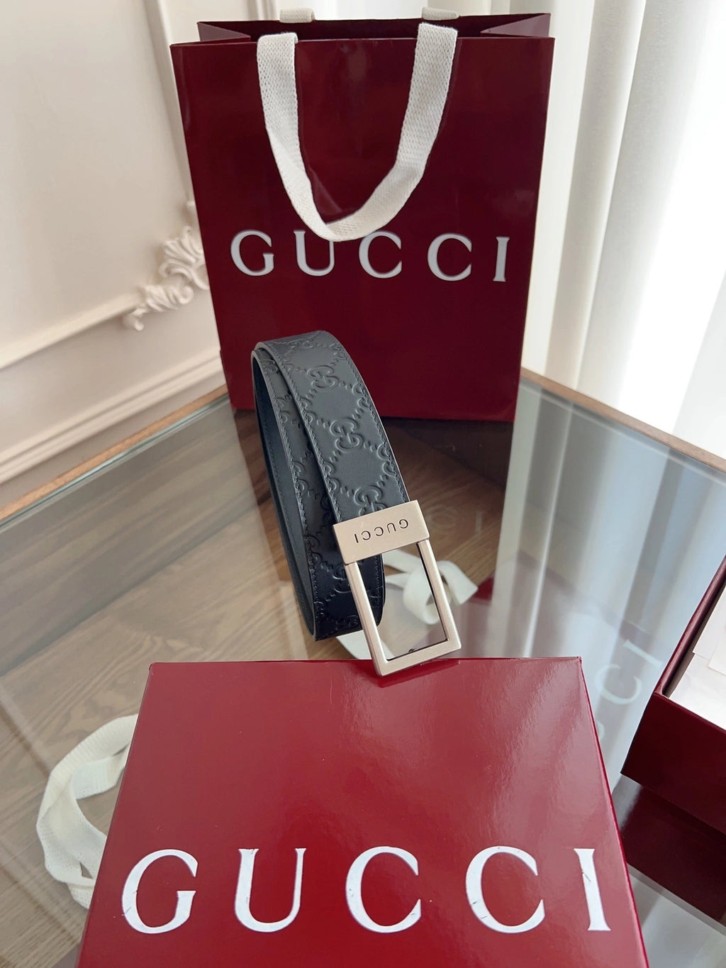 Gucci Embossed Leather Belt Premium Quality - Hình 7