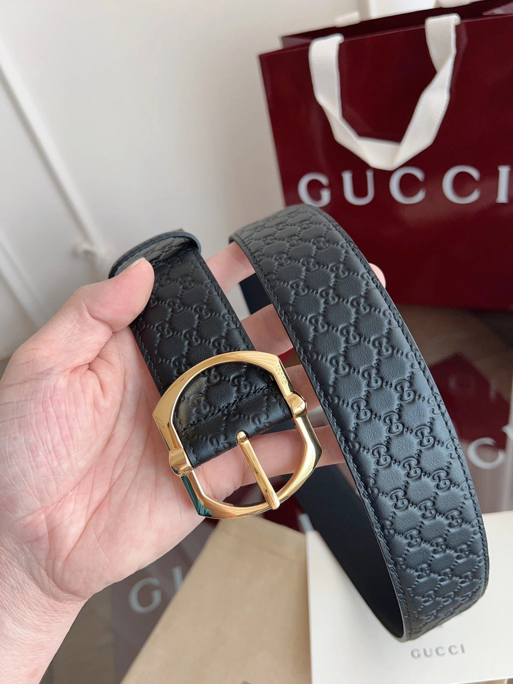 Gucci Gold Pin Buckle Belt - Hình 6