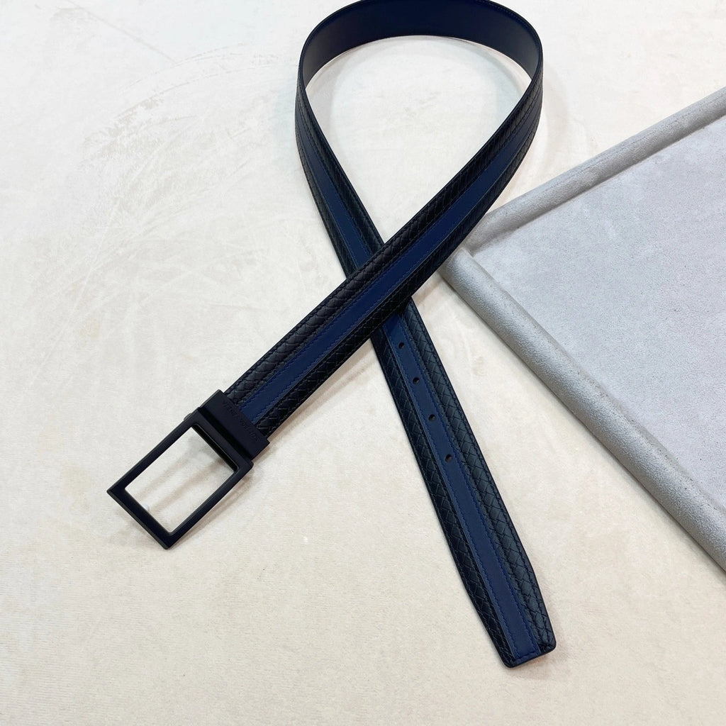 Black and Blue Premium Leather Belt Bottega Veneta Inspired - Hình 7