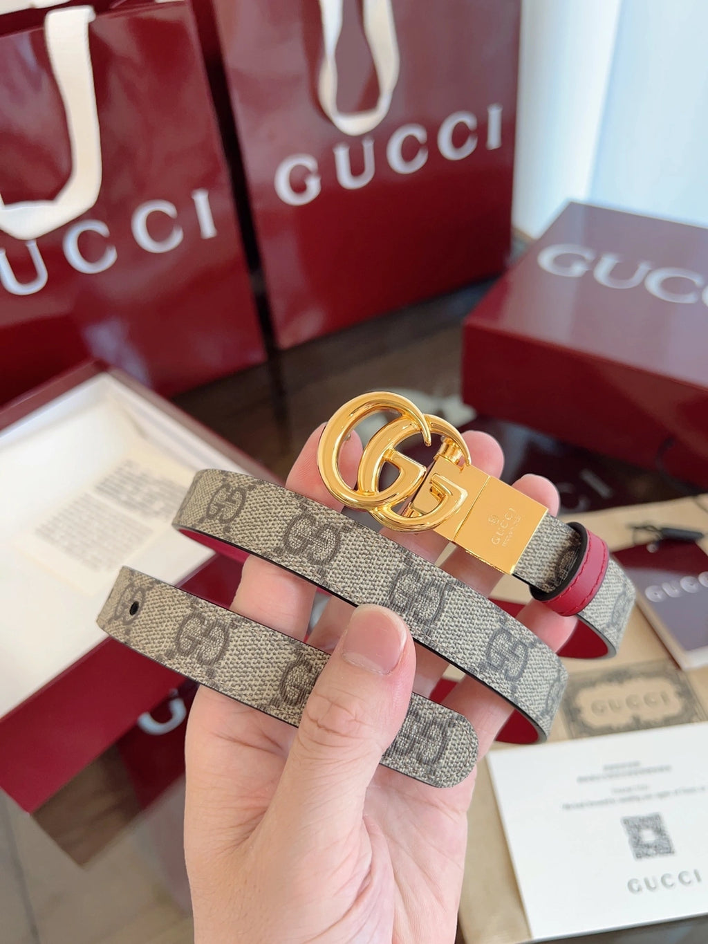 Gucci Premium Quality Belt with GG Buckle - Hình 5