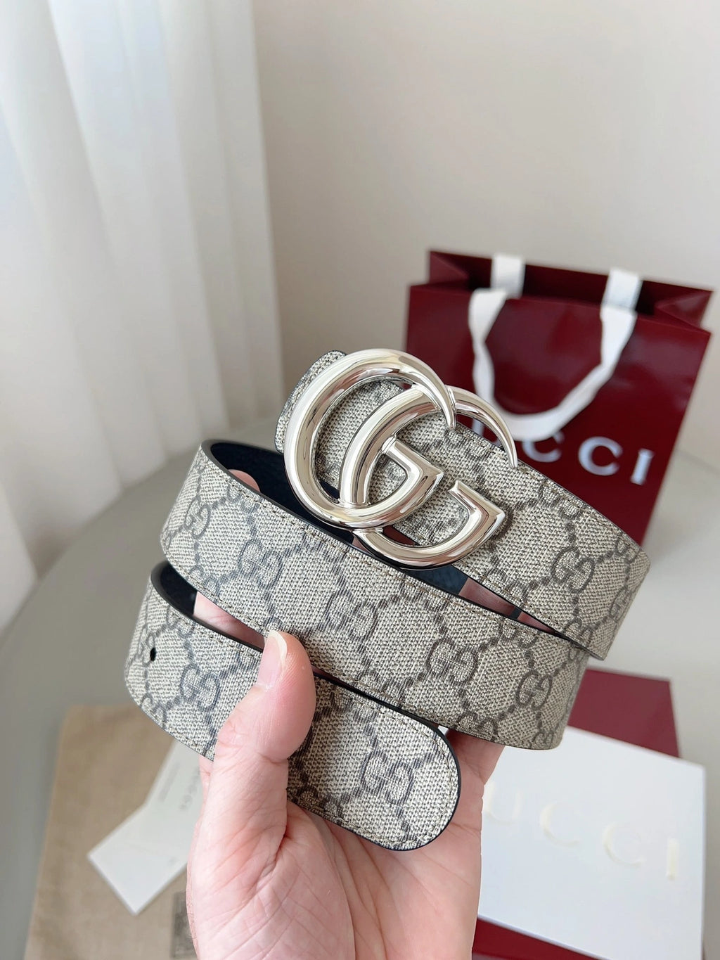 Gucci Inspired Belt with Double G Buckle - Hình 7