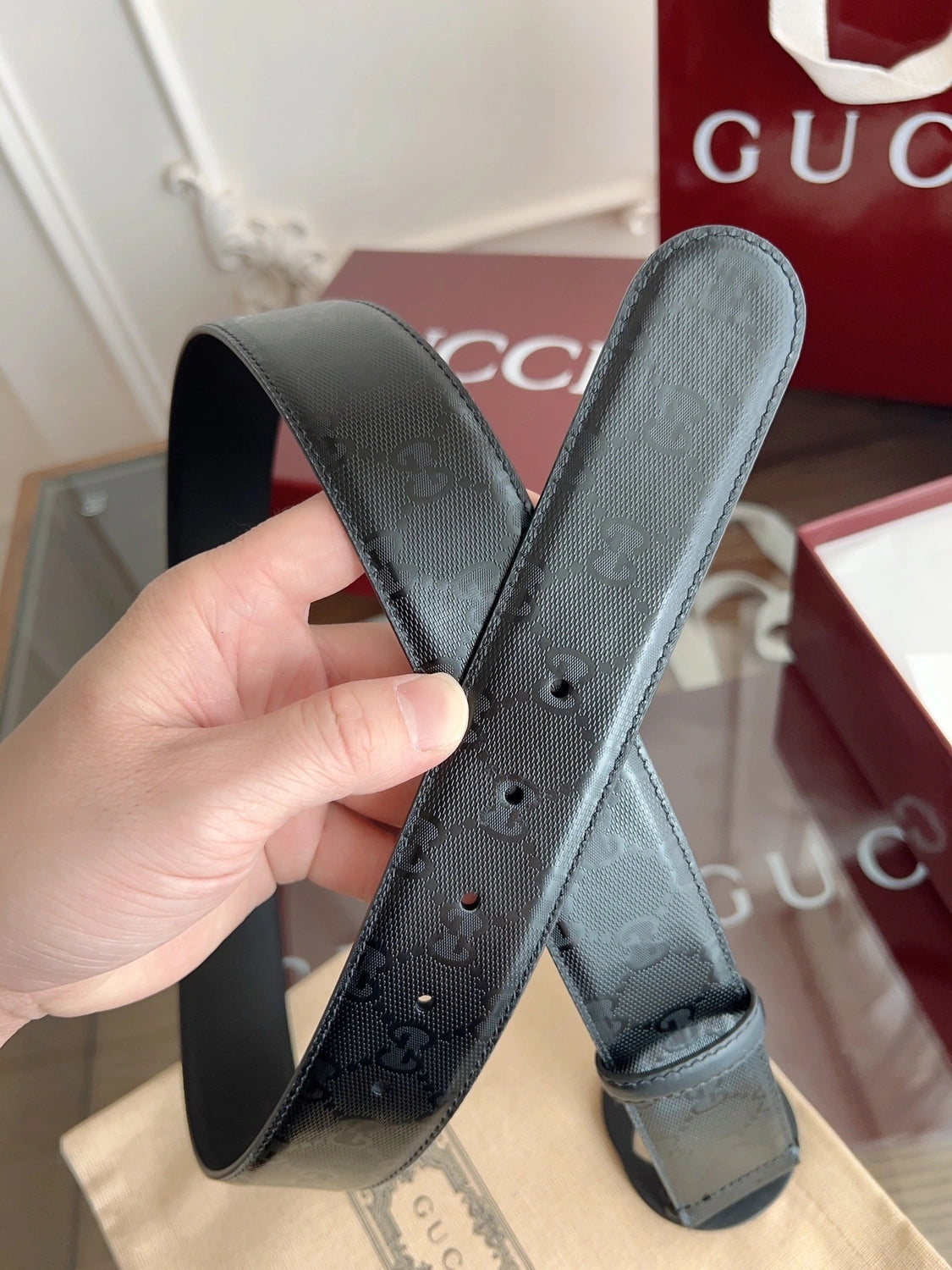 Gucci Premium Black Leather Belt with Logo Buckle - Hình 7