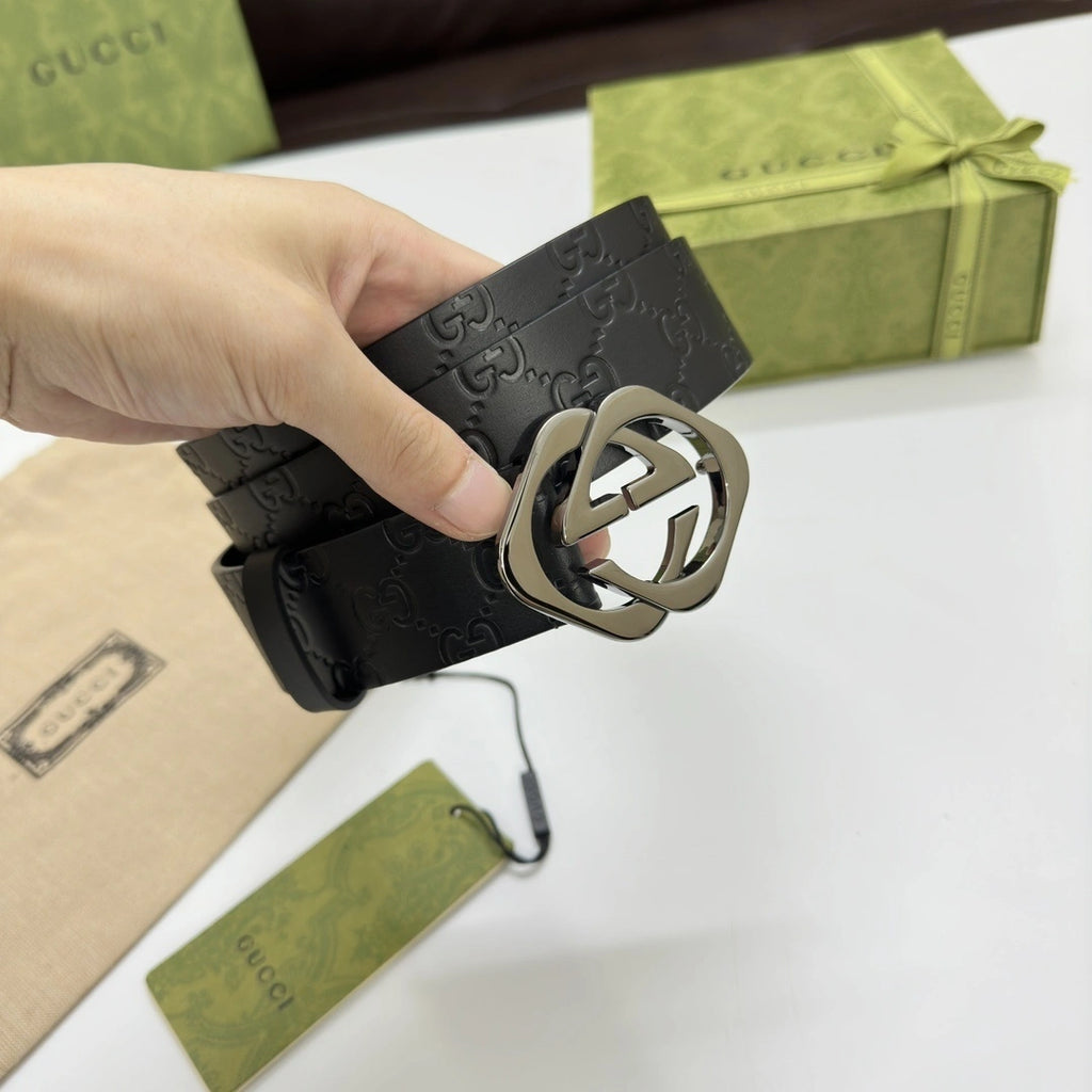 Premium Black Leather Belt with Designer Buckle - Hình 7