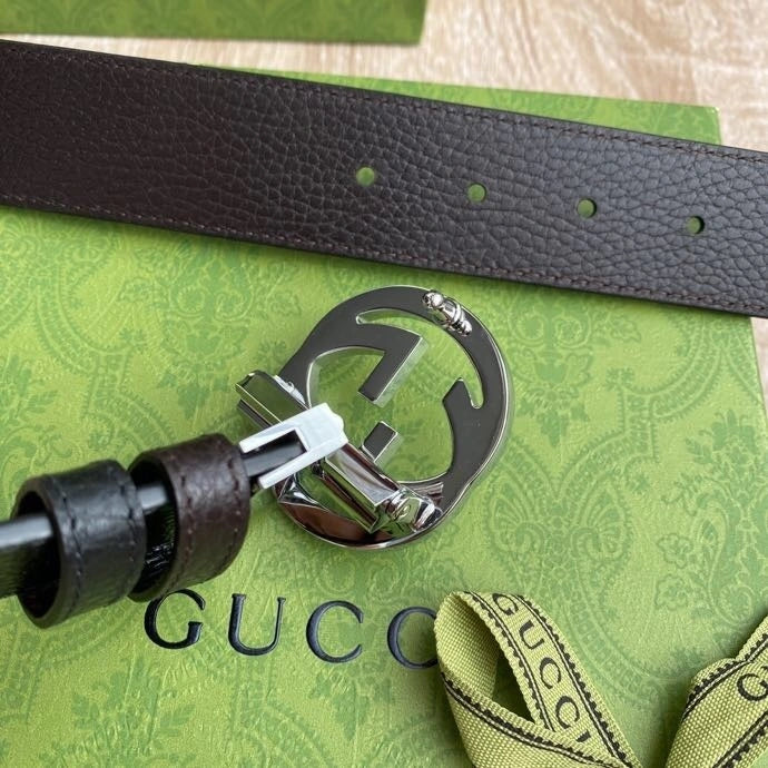 Gucci Leather Belt with GG Buckle - Hình 7