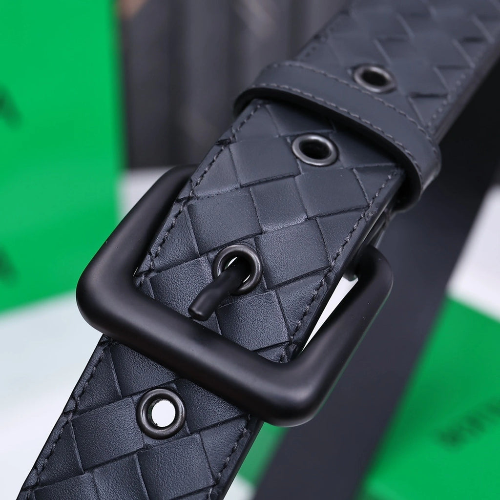 Bottega Veneta Black Woven Leather Belt - Hình 7