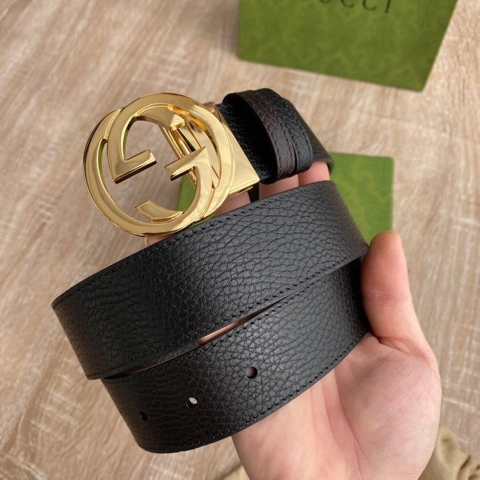 Gucci Premium Leather Belt with Gold GG Buckle - Hình 7