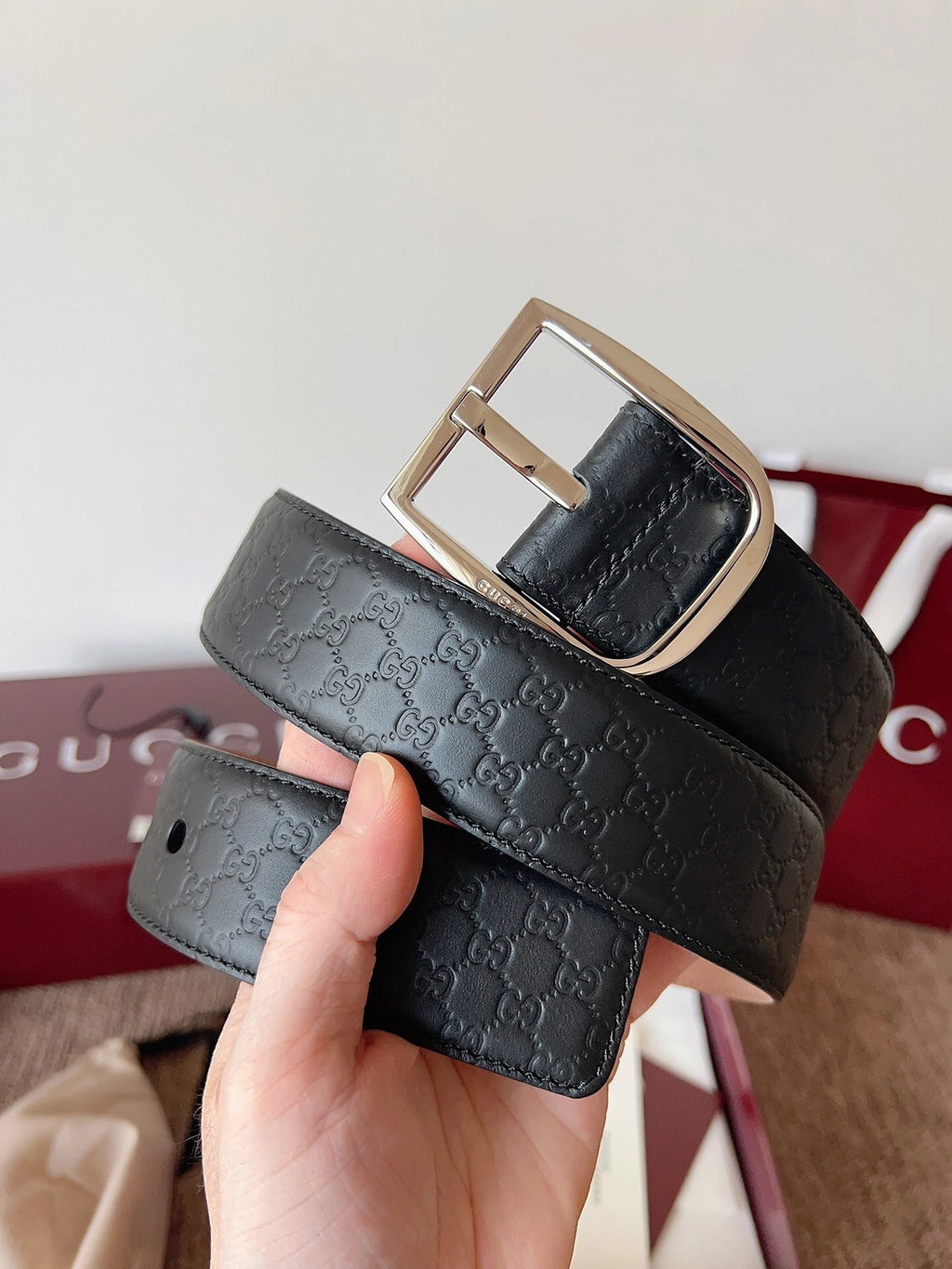 Gucci Signature Leather Belt Black - Hình 6