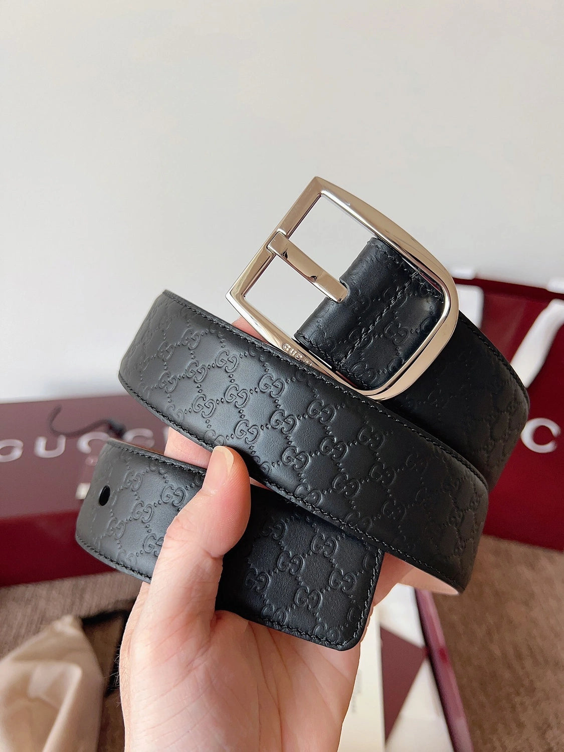 Gucci Signature Leather Belt Black - Hình 6
