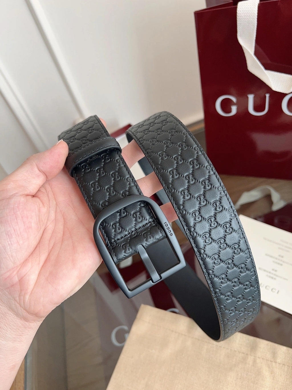 Gucci Signature Leather Belt Black - Hình 5