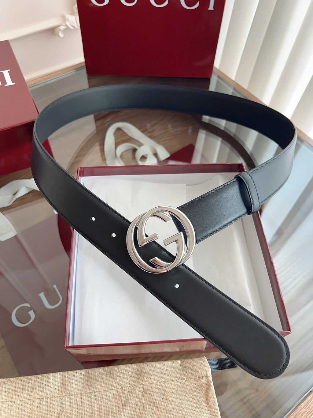 Gucci Belt Premium Quality with GG Buckle - Hình 7
