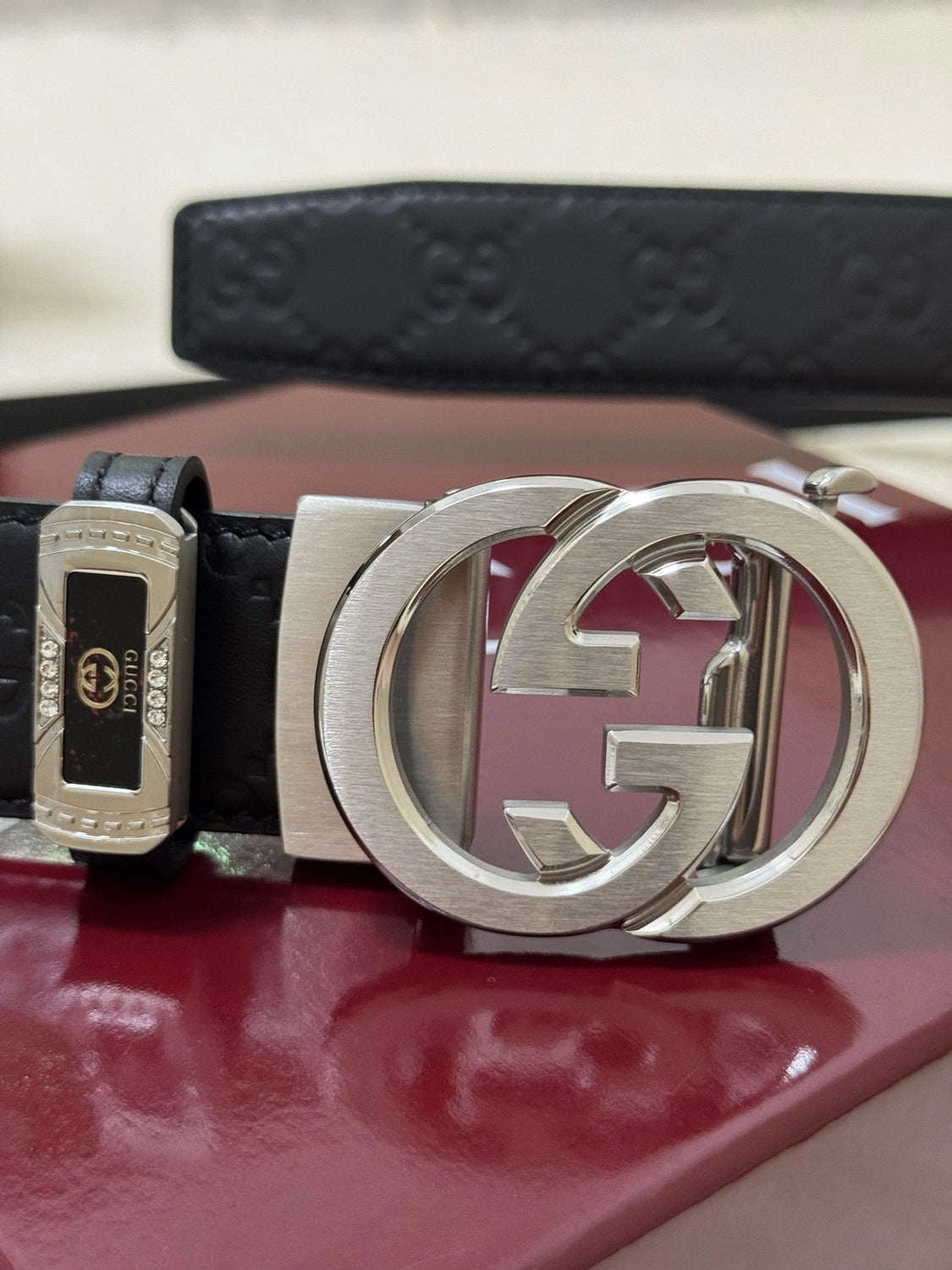 Thắt lưng da nam Gucci mặt khóa bạc - Hình 2