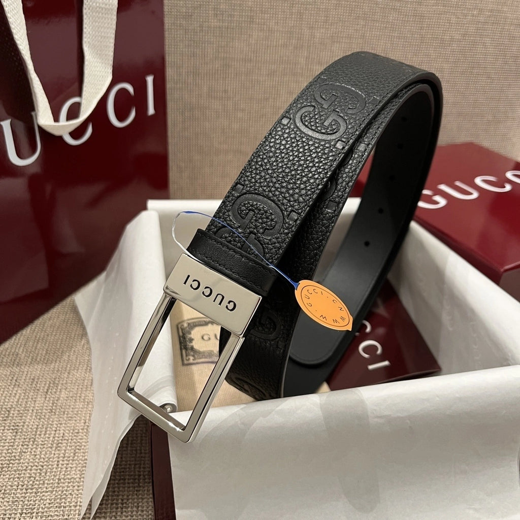 Gucci Premium Leather Belt Black - Hình 6