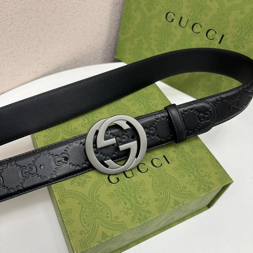 Gucci Inspired Premium Leather Belt with GG Buckle - Hình 7