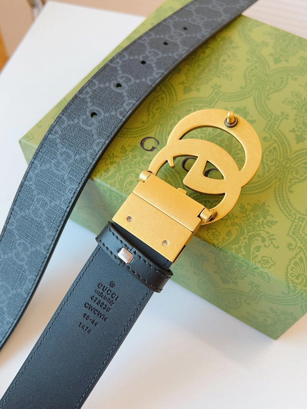 Premium GG Monogram Belt with Gold Buckle - Hình 7