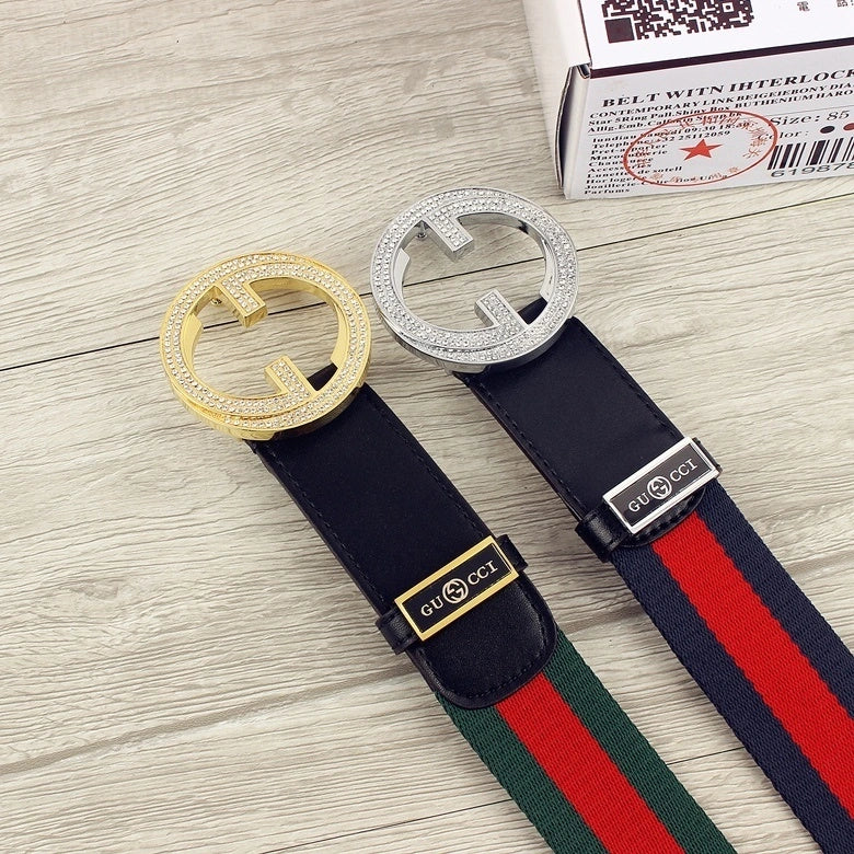 Gucci inspired premium quality belt with crystal buckle - Hình 2