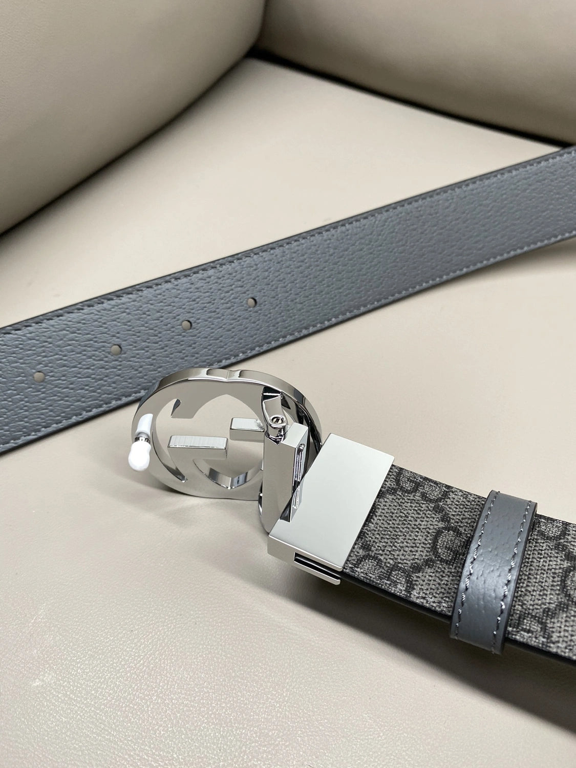 Gucci Interlocking G Black Leather Belt - Hình 5