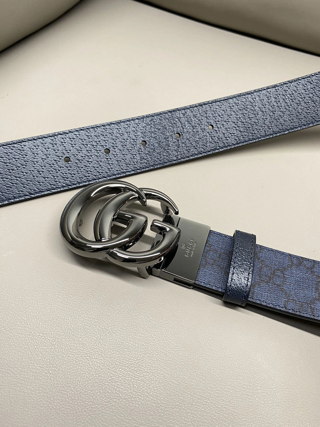 Premium Blue GG Belt with Silver Buckle - Hình 7