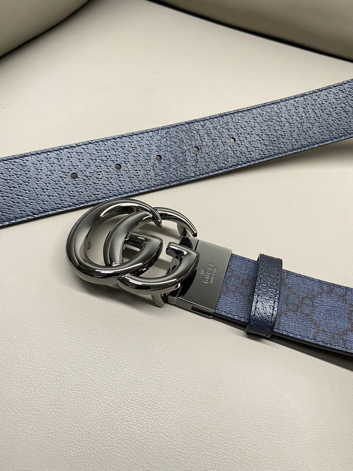 Premium Blue GG Belt with Silver Buckle - Hình 7