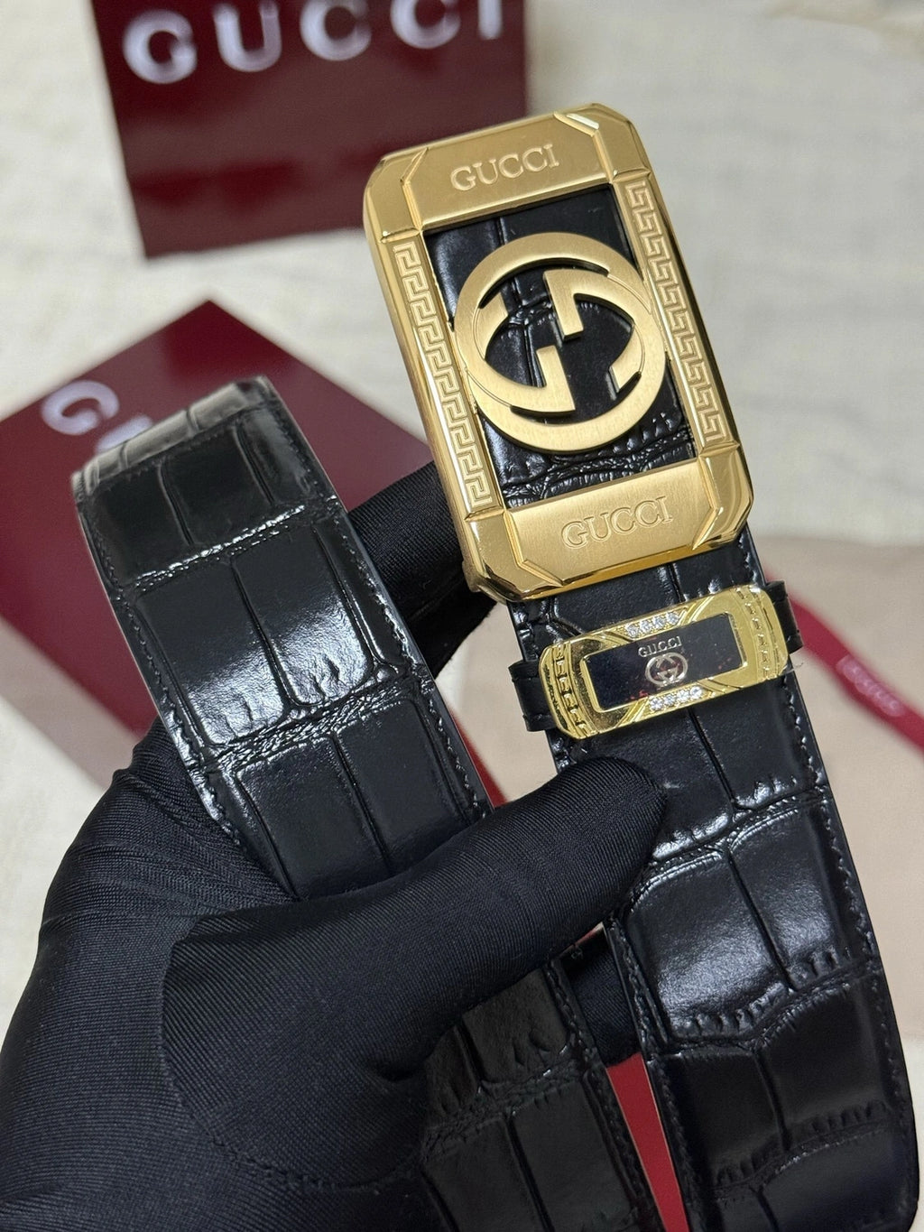Gucci Interlocking G Leather Belt Black - Hình 2