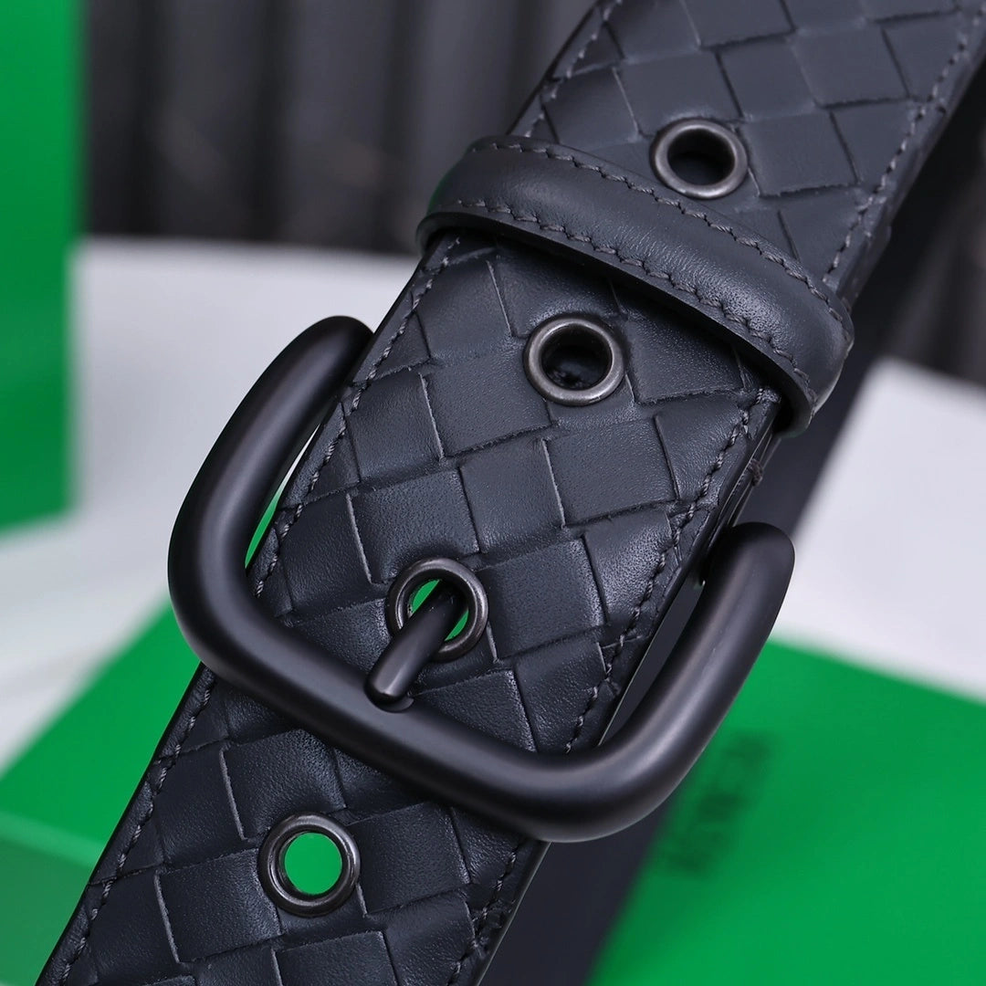 Bottega Veneta Premium Quality Woven Leather Belt Black - Hình 7