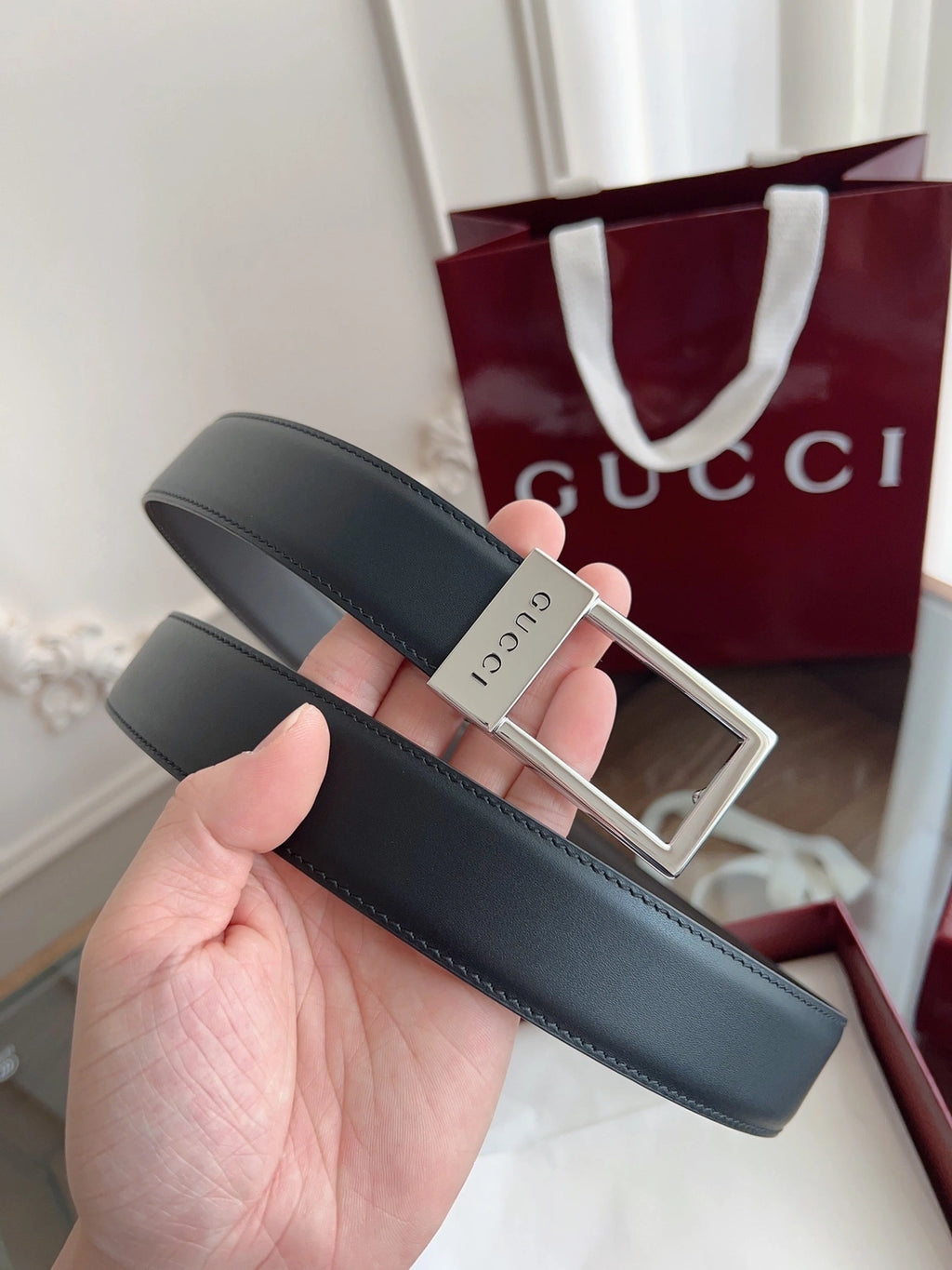 Gucci Premium Leather Belt with iconic buckle - Hình 7