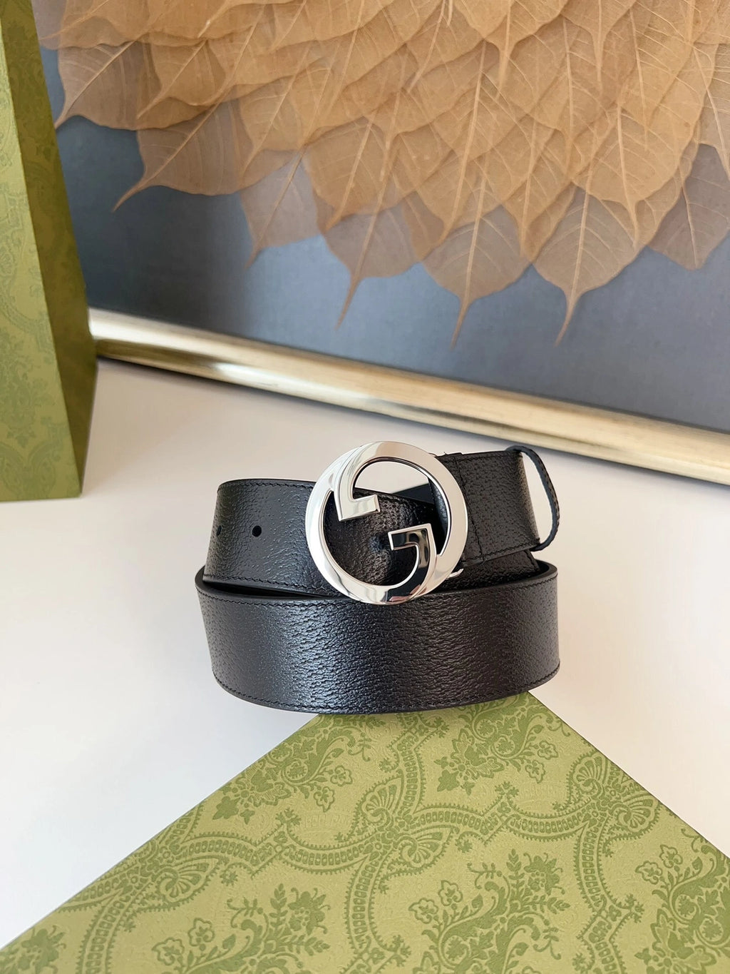 Premium Black Leather Belt with Silver Buckle - Hình 8