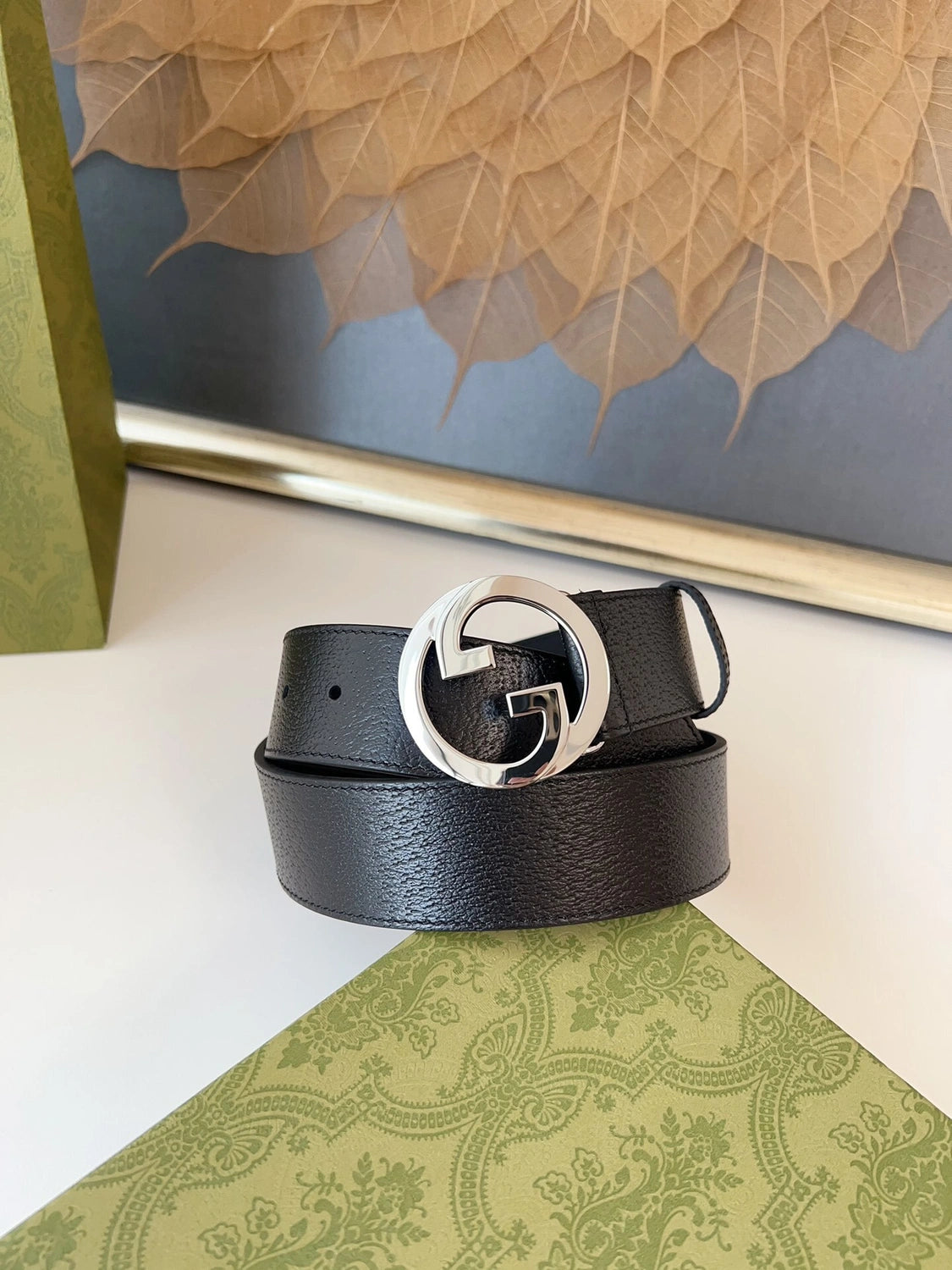 Premium Black Leather Belt with Silver Buckle - Hình 8