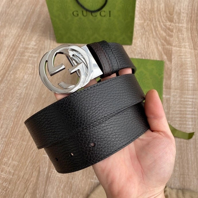 Gucci Leather Belt with GG Buckle - Hình 8