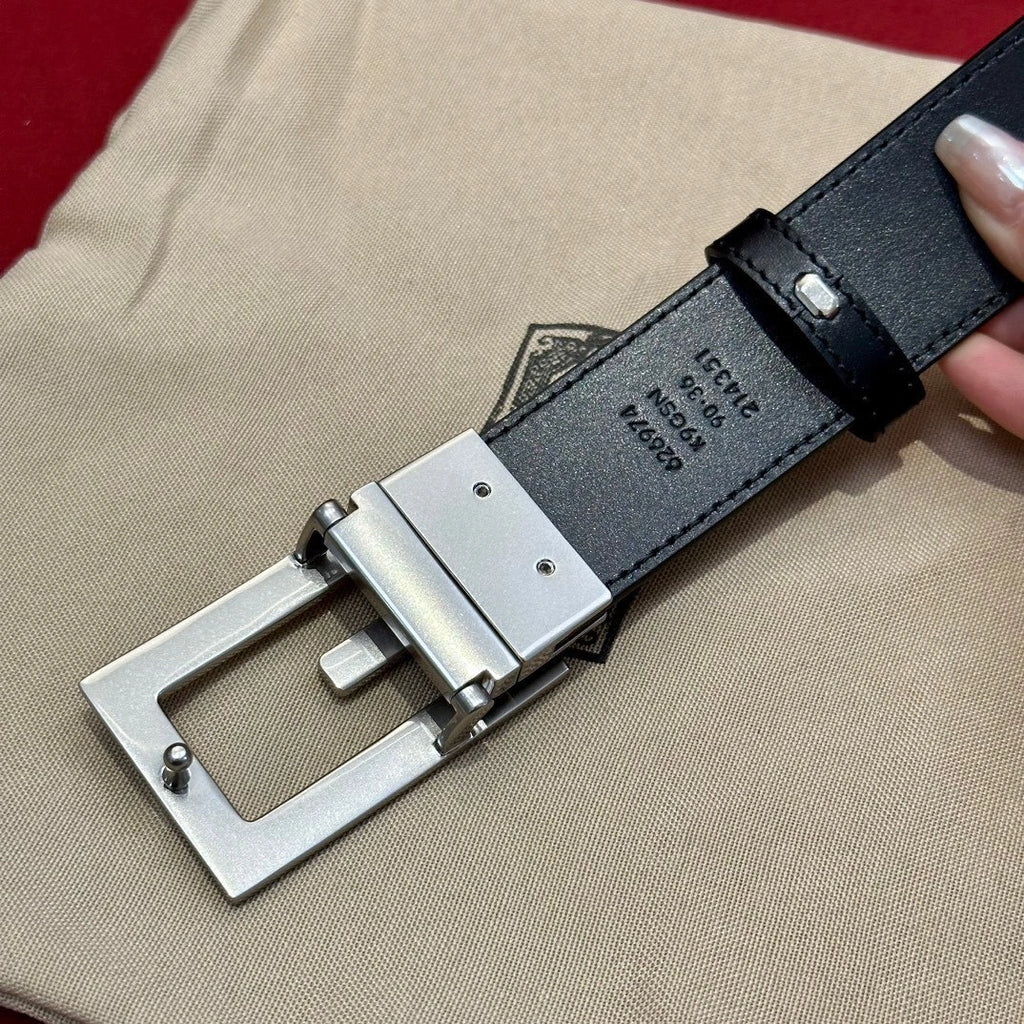 Premium Leather Belt with Silver Buckle - Hình 8