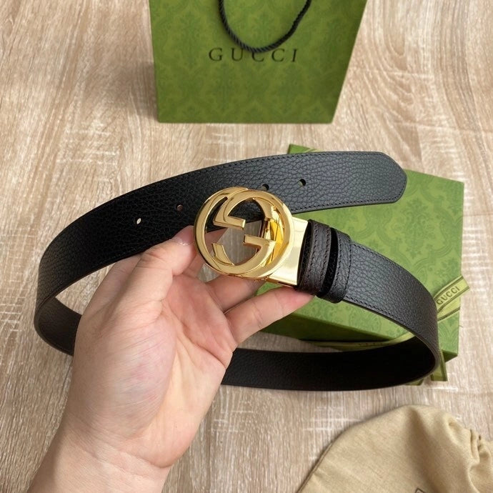 Gucci Premium Leather Belt with Gold GG Buckle - Hình 8