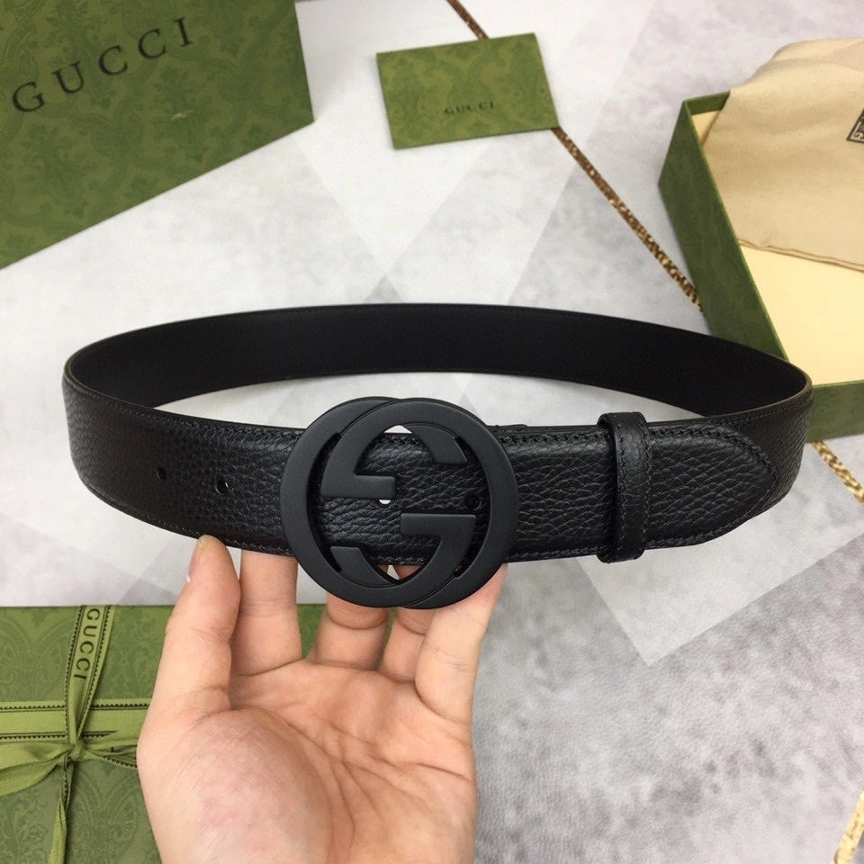 Gucci Leather Belt with Interlocking G Buckle - Hình 7
